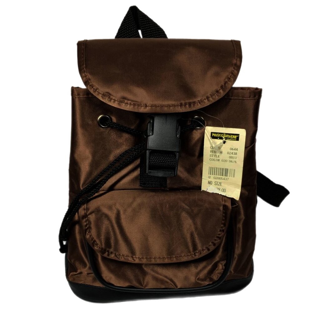 PacSun Vintage 90s Y2K Bullhead Bucket Mini Backpack Brown Satin‎ Original Tags